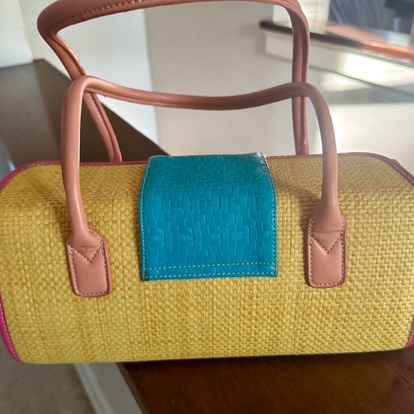 Coldwater Creek Yellow and Blue Woven Shoulder Bag NWOT - Picture 5 of 10